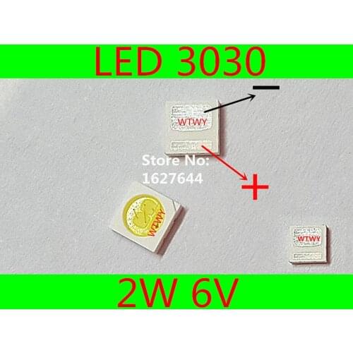 50pcs EVERLIGHT LED Backlight TV LED 3030 High Power 2W 6V LED Backlight Cool white For LED LCD TV Backlight Application