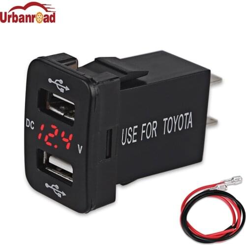 Urbanroad Dual USB Car Charger Socket Voltage Meter Voltmeter 4.2A 12V 24V Car Phone Charger For TOYOTA