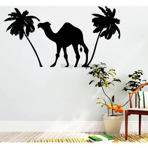 African Wild Pride Animals Camel Decal Designs Camel And Palm tree Wall Stickers Vinyl Living Room Murals 3D Posters New LC790