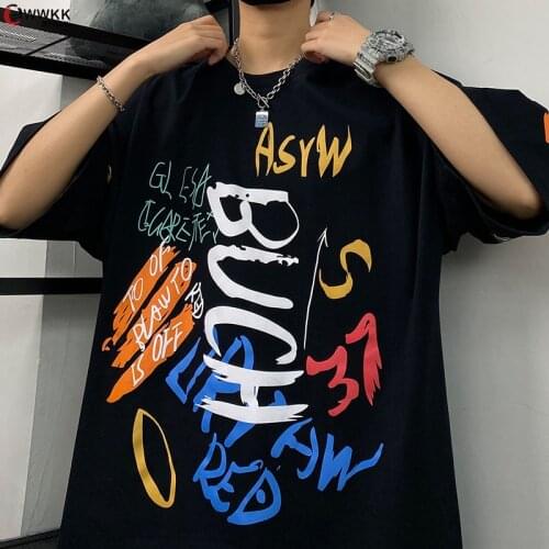 WWKK Tshirts Streetwear Hip Hop Anime Print Punk Rock Gothic Tees Shirts Harajuku Fashion Casual Short Sleeve Loose Tops