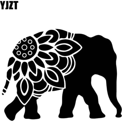 YJZT 16.6CM*12.8CM Elephant Pattern Creative Decoration Car Trunk Car Sticker Vinyl Decal Black/Silver C4-1619