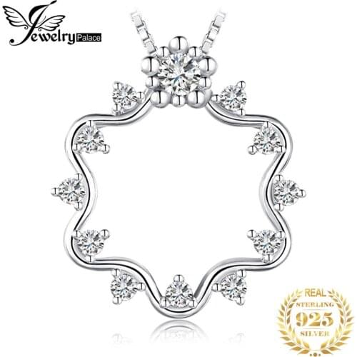 JewelryPalace Flowers Cubic Zirconia CZ Pendant Necklace Without Chain 925 Sterling Silver Pendant Fashion Women Jewelry