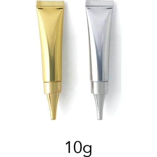 10pcs 10ml Shinny Gold Silver Plastic Squeeze Bottle 10g Empty Cosmetic Container Essence Eye Cream Soft Tube with Inner Plug