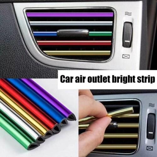 10pcs U Shape Car Interior Mouldings 20cm Car Air Conditioner Outlet Mouldings Trim Strips Auto Decor Car Styling Accessories