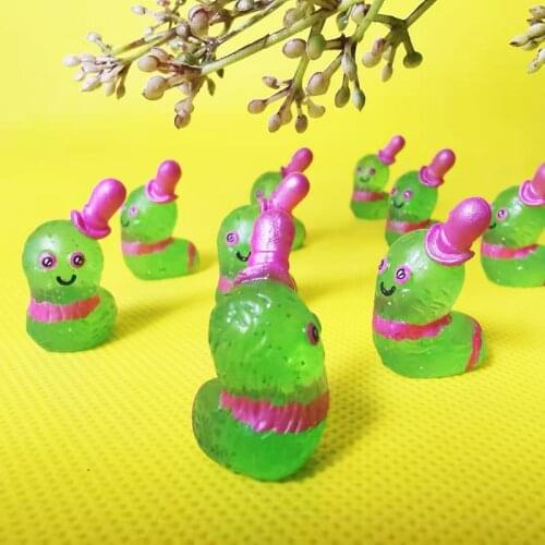 10Pcs/green worms/doll house//miniatures/lovely cute/fairy garden gnome/moss terrarium decor/crafts/bonsai/diy supplies