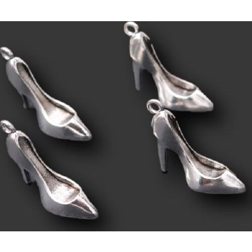 12pcs Fashion Silver Color 3D Ladies Gauguin Shoes Alloy Pendants Hip Hop Earrings Bracelet DIY Charms Handmade Jewelry Making