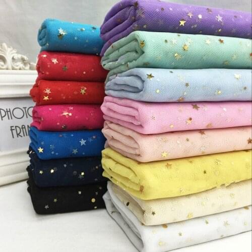 150CM 91cm/lot Gauze Star Mesh Fabric Gauze Tulle Bronzing Tissue Kids Dress Cloth Sewing Doll Cloth DIY Craft Quilt Materials