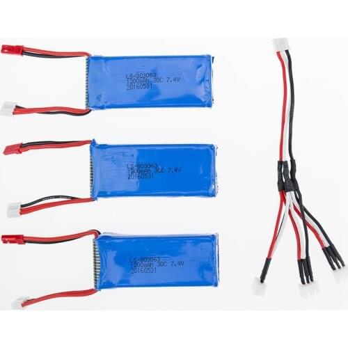 3pcs 7.4V 1200mah Lipo Battery And 3 in 1 Charging Connector For YiZhan Tarantula X6 WLTOYS V262 V333 RC Helicopter Quadcopter