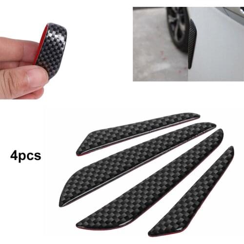 4pcs/1 set Practical Carbon Fiber Car Door Edge Guard Strip Scratch Protector Anti-collision Trim Molding Black Crash Sticker