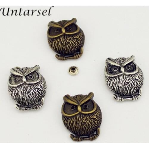 5pcs/lot Zinc Alloy Cute Owl Design Garment Rivets Silver/Bronze Skull Spikes With Cap Set Cone Studs For Leather Pinchos Punk