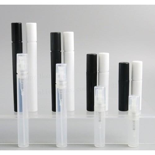 50pcs x 2ml 3ml 4m 5ml Travel Portable Refillable Plastic Clear White Black Makeup Water Perfume Mist Spray Bottle