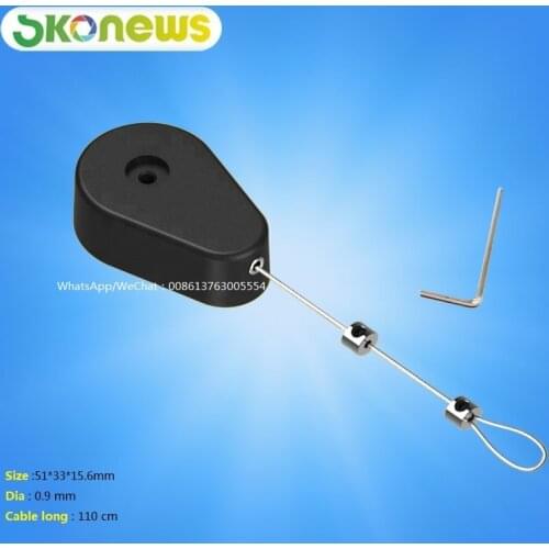 50 pcs drop shape cord recoiler/ durable customized steel cable anti theft retractable cable pull box for merchandise