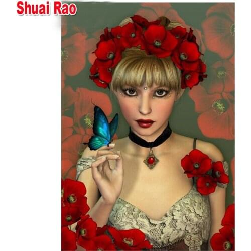 Red Woman Diamond mosaic full square Round Drill Full Display Diamond embroidery cross stitch diamond painting Sale,home Art