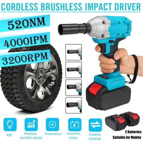 588VF Brushless Cordless Electric Impact Wrench Rechargeable 1/2 inch Wrench Power Tools Compatible for Makita 18V Battery