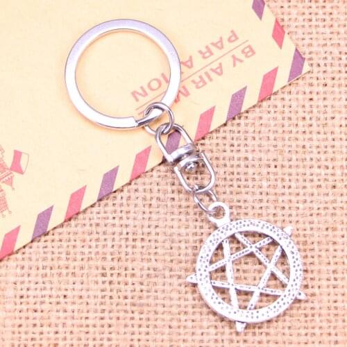New Fashion Keychain 28mm star pentagram Pendants DIY Men Jewelry Car Key Chain Ring Holder Souvenir For Gift