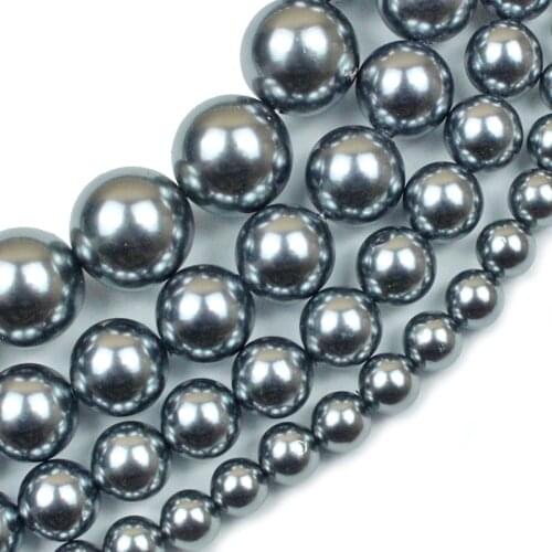 Natural Black Shell Pearl Beads For Jewelry Making Choker Round Loose Smooth Beads 4/6/8/10/12mm Diy Bracelet Necklace Jewelery