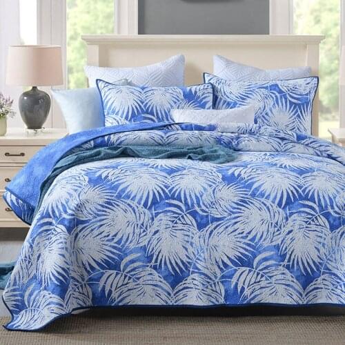 CHAUSUB Bedspread for Bed Cotton Quilts 3pcs Quilted Bed Cover Pillowcase Queen Size Reversible Blanket on Bed Summer Coverlet