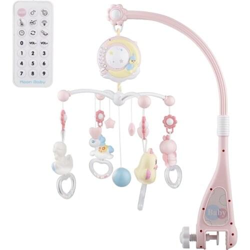 Baby Crib Holder Rattles Baby Toys 49*35*42cm Clockwork Music Box Bed Bell Toy Bear Handmade Mobile Toys For Children