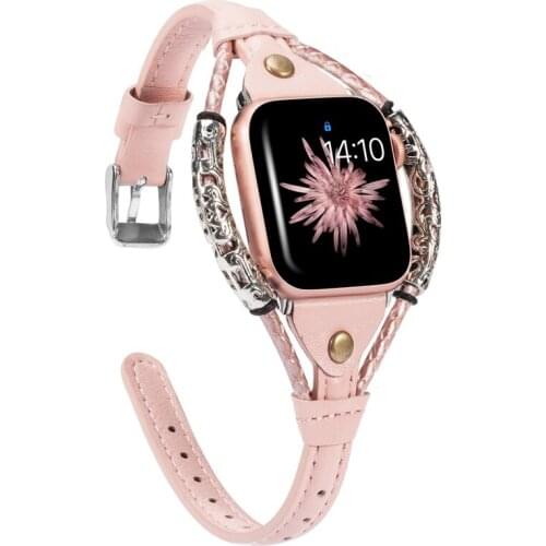 Genuine Leather strap for apple watch 4 5 band 38mm 40mm 42mm 44mm metal bracelet watchband for iwatch correa 5/4/3/2/1