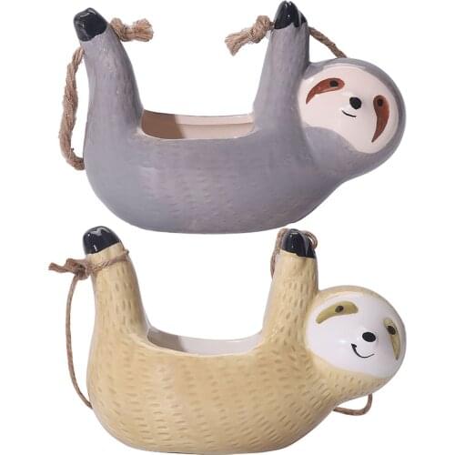 Ceramic Sling Flowerpot Durable Hanging Planter Pot Gift For Indoor 5.91*5.51*3.15in #W0