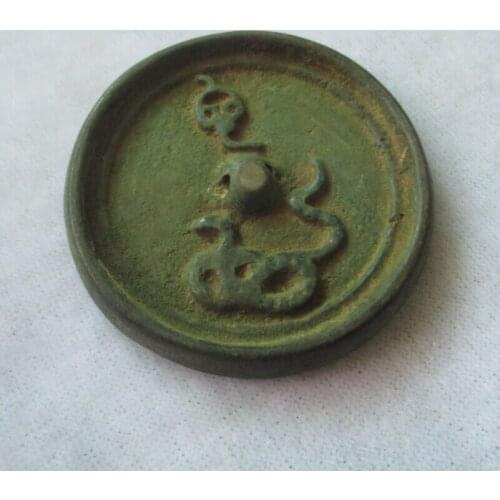Collectible Chinese Old Bronze Carved "Snake" Coin /Zodiac Figurines Free shipping