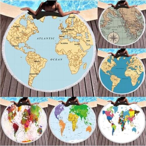 Beach towel world Round Beach Towel Microfiber With Tassels Thick Terry Cloth Large Beach Towels Serviette De Plage