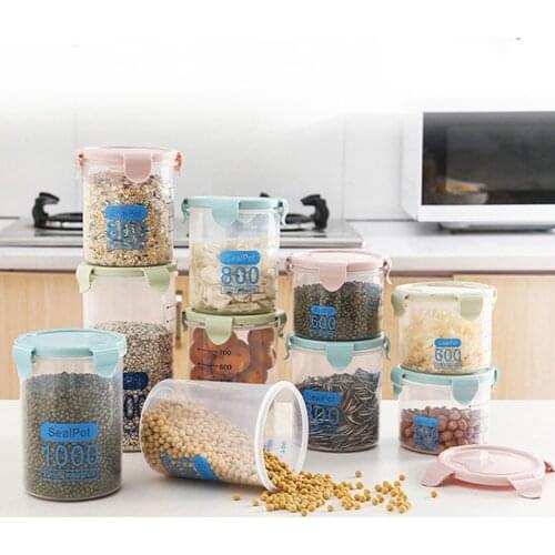 Kitchen Transparent Storage Box Sealed Food Container Storage Tank With Lid Plastic Grain Snack Organizer Kitchen Accessories