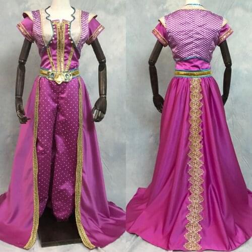 Movie Lamp Cosplay Princess Jasmine Costume Adult Women Role-playing Purple Dress Fancy Halloween Carnival Ball Gown