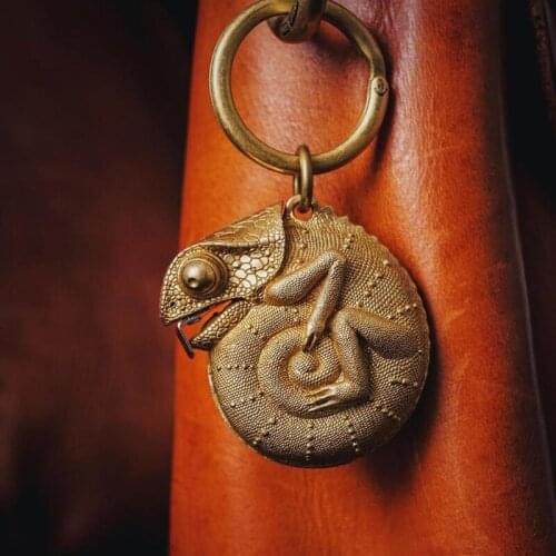 Brass Tape Measure Animal Foot 6Ft/2m Keychain Measuring Tool Cha-meleon Tape Measure Multipurpose Measuring Tool