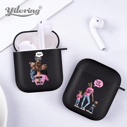 Fashion Fundas Super boy mum dad Soft Case For AirPods 2 1 Black Silicone Bluetooth Earphone Box Cover on Air Pods 1 2 cases