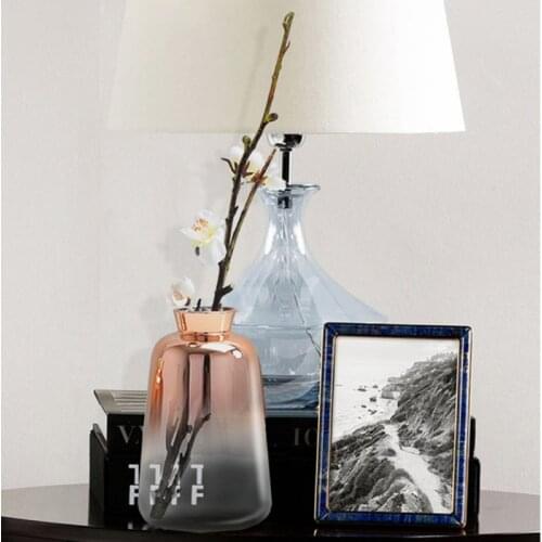 New Gradient Golden Glass Vase Flower Nordic Vases For Home Decor Dried Flower Bottle Bar Restaurant Decoration Decoration Home