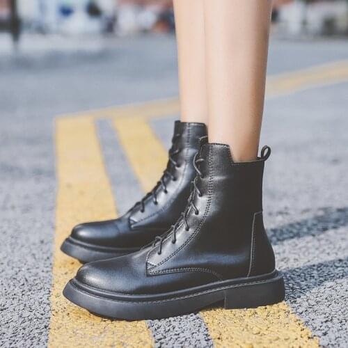 2020 Autumn Short-Height Martin Boots Womens British Style All-match Short Boots Short Tube Small Leather Boots Women