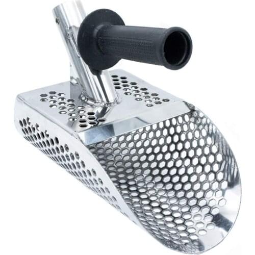 Sand Scoop for Metal Detecting, Stainless Steel with Hexahedron 7Mm Holes for Beach Treasure Hunting Plastic Handle