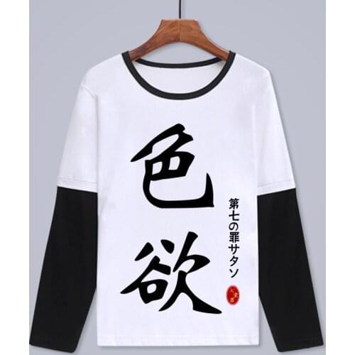 Anime The Seven Deadly Sins Cotton Casual T-Shirt Tee Long Sleeve Full T Shirt