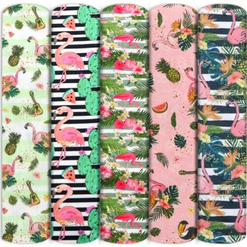 Plant Flamingo Polyester Cotton Sewing Quilting Fabrics Needlework Material DIY Handmade Cloth,1Yc13573