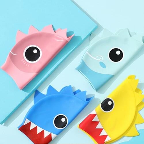 Swimming cap children ear protect Boys Girls Silicone Waterproof kids piscina Swim Pool caps elastic fish cartoon Diving hat