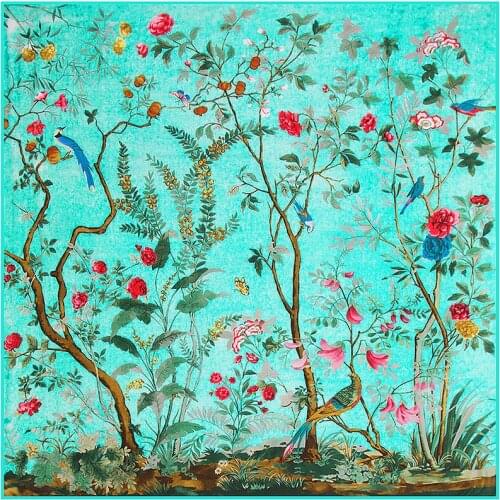 40 colors 130cm*130cm 2018 Luxury Brand Charm Life Tree animal Print Twill Silk Scarf For Women Headband Large Square Scarves