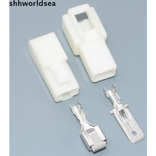 Shhworldsea 10Set 1 pin DJ7011 storage battery electric connector and Pin wiring harness socket plug connectors 6.3mm car plug