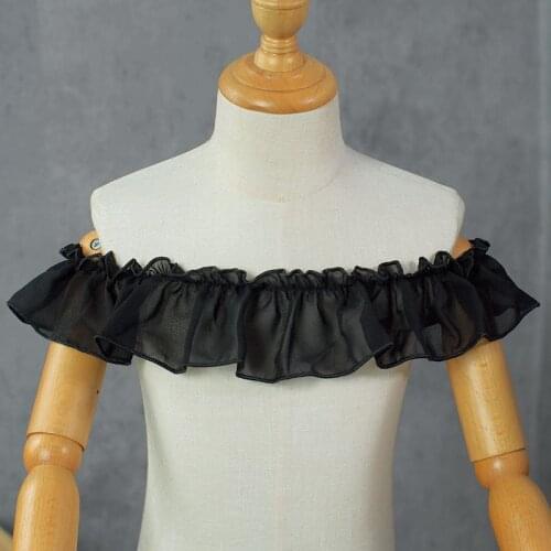 7cm Wide Pleated Chiffon Fabric Fungus Folds Embroidery Fringe Ribbon Lace Collar Ruffle Trim DIY Apparel Curtains Sewing Decor