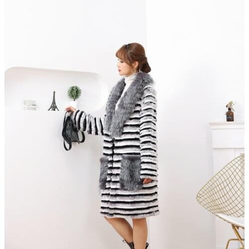 Rex Rabbit Fur Fox Fur Coats Women Silver Fox Natural Fur Coats Autumn Knitted Long Genuine Fur Jackets Vest Ladies Fashion