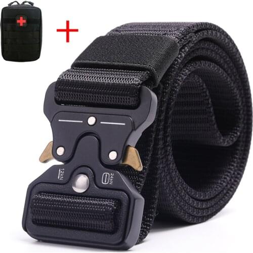 Tactical Military Belt Men Nylon Belt Metal Buckle for Outdoor Activity and Daily Wearing Quick Release Gear Clip