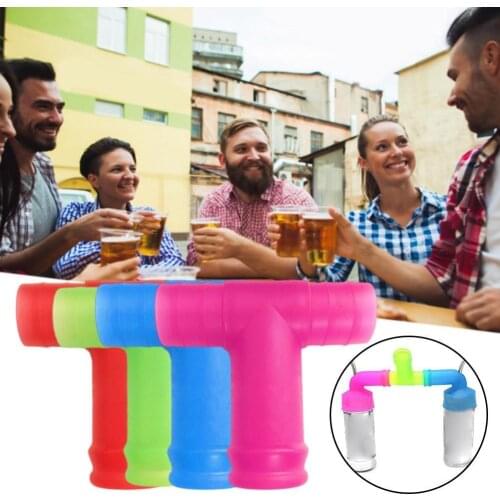 1Pc Beer Drinking Snorkel Three Way Pipe t Branch Pipe Double Bottle Drinker Connector for Parties Birthdays Kitchen Bar Drinker