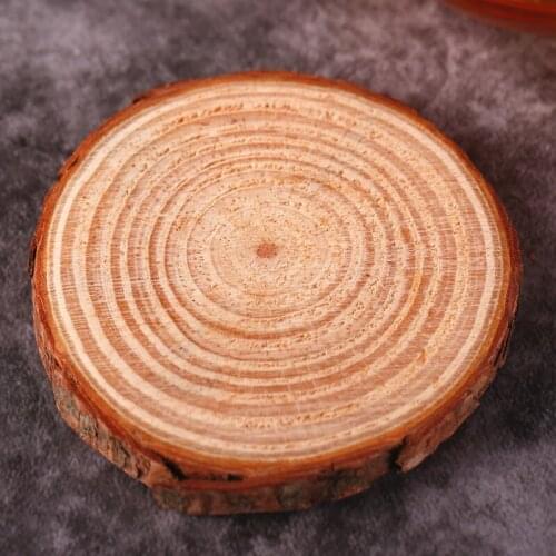 Solid wood coaster, round natural log pile, heat insulation pad, table mat, non-slip mat, creative cocktail decoration mat