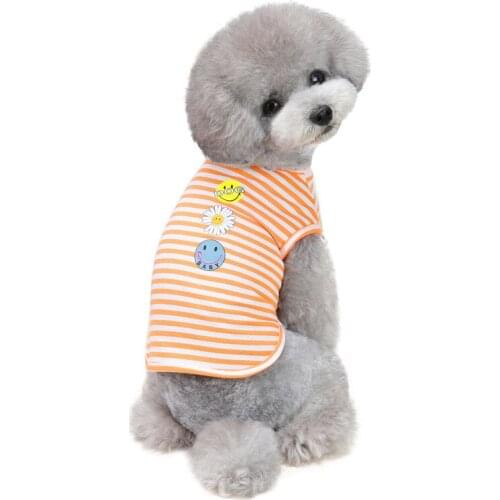 Spring Summer New Fashion Striped Thin Dog Vest Pet Dog Cat Sunflower Striped Clothes Dog Shirts