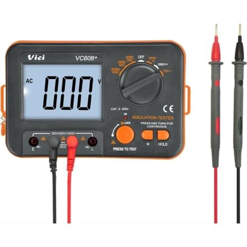 VICI VC60B+ Digital Insulation Resistance Tester Electronic Megger DC/AC 0.1~2000m ohm MegOhm Meter LCD Voltmeter DVM 1000V