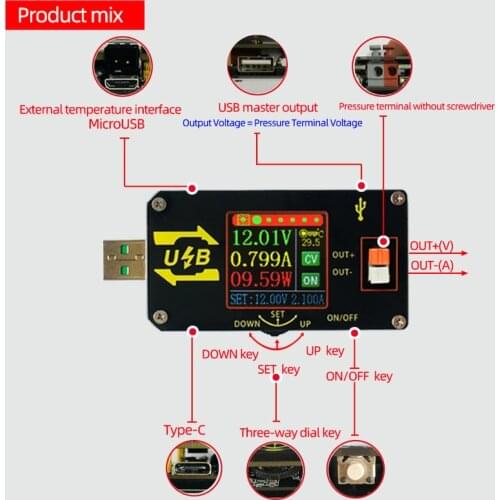 XY-UDP DC DC Converter CC CV 0.6-30V 5V 9V 12V 24V 2A 15W Power Module Desktop Adjustable Regulated power supply