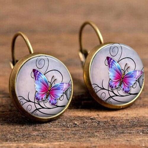 1 Pair Statement Tile Earrings Butterfly Earrings Tree Earrings Celestial Jewelry Earring For Women 2021 Stainless Steel Earring