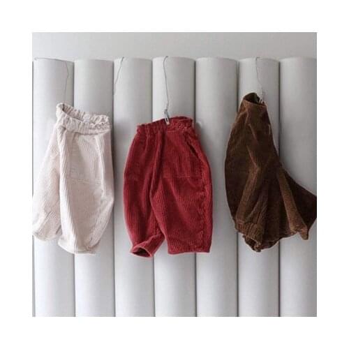 2020 winter new foreign childrens clothing, corduroy and velvet, thick warmth, loose and versatile pants