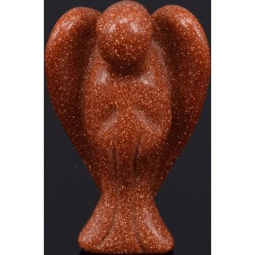 1.5" Nice Red Goldstne Sand Carving Angel Natural Crafts Figurine Chakra Healing Reiki
