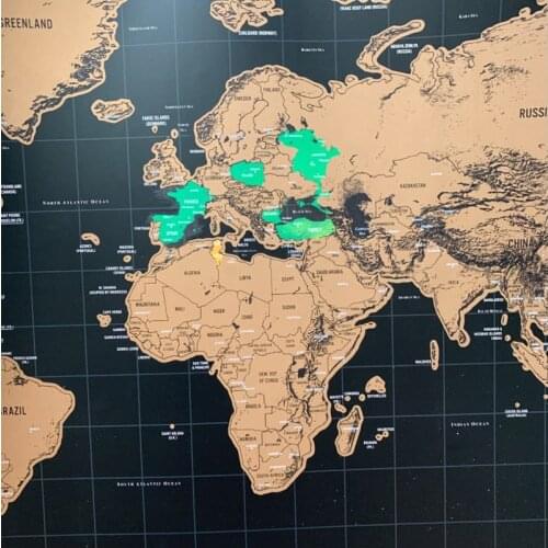1pc Deluxe Erase World Travel Map Scratch Off World Map Travel Scratch For Map Room Home Office Decoration Wall Stickers